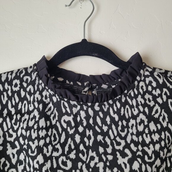 Elle Ruffle Neck Layered Animal Print Blouse - Picture 5 of 9